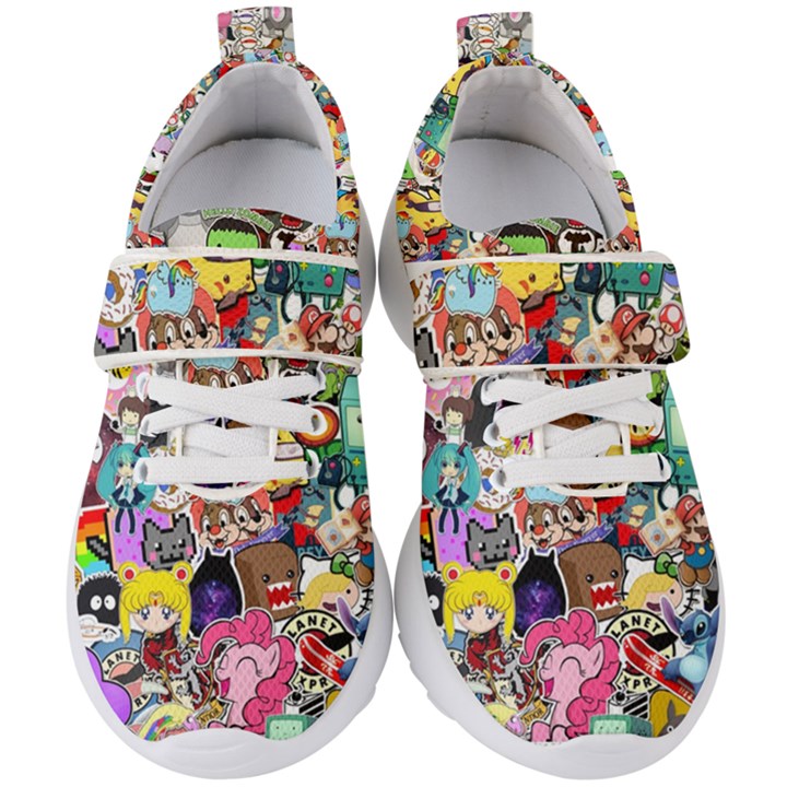 Assorted Cartoon Characters Doodle  Style Heroes Kids  Velcro Strap Shoes