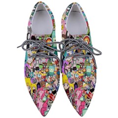 Assorted Cartoon Characters Doodle  Style Heroes Pointed Oxford Shoes by Jancukart