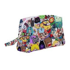 Assorted Cartoon Characters Doodle  Style Heroes Wristlet Pouch Bag (medium)