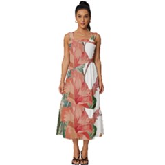 Tropical T- Shirt Tropical Fashion Florealense T- Shirt Square Neckline Tiered Midi Dress