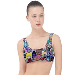 Assorted Cartoon Characters Doodle  Style Heroes The Little Details Bikini Top