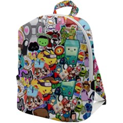 Assorted Cartoon Characters Doodle  Style Heroes Zip Up Backpack by Jancukart