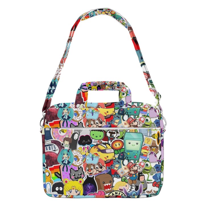 Assorted Cartoon Characters Doodle  Style Heroes MacBook Pro 16  Shoulder Laptop Bag