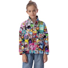 Assorted Cartoon Characters Doodle  Style Heroes Kids  Half Zip Hoodie