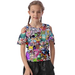 Assorted Cartoon Characters Doodle  Style Heroes Kids  Butterfly Cutout Tee