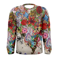 Romantic Cotton Pattern Wallpaper Texture Design Art Men s Long Sleeve Tee