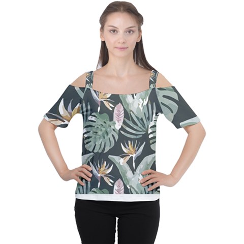 Tropical T- Shirt Tropical Garden Floricorous T- Shirt Cutout Shoulder Tee by maxcute