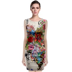 Romantic Cotton Pattern Wallpaper Texture Design Art Classic Sleeveless Midi Dress