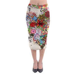 Romantic Cotton Pattern Wallpaper Texture Design Art Midi Pencil Skirt