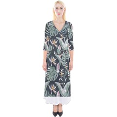 Tropical T- Shirt Tropical Garden Floricorous T- Shirt Quarter Sleeve Wrap Maxi Dress by maxcute