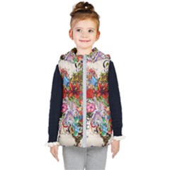 Romantic Cotton Pattern Wallpaper Texture Design Art Kids  Hooded Puffer Vest