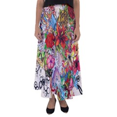 Romantic Cotton Pattern Wallpaper Texture Design Art Flared Maxi Skirt