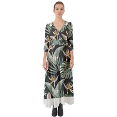 Tropical T- Shirt Tropical Garden Floricorous T- Shirt Button Up Boho Maxi Dress by maxcute