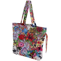 Romantic Cotton Pattern Wallpaper Texture Design Art Drawstring Tote Bag