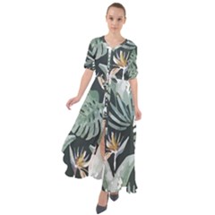 Tropical T- Shirt Tropical Garden Floricorous T- Shirt Waist Tie Boho Maxi Dress by maxcute