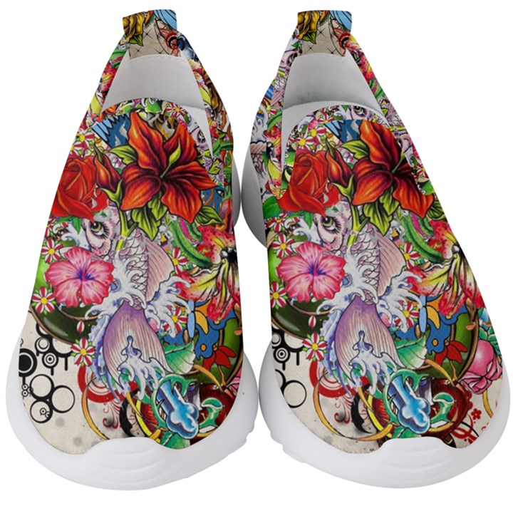 Romantic Cotton Pattern Wallpaper Texture Design Art Kids  Slip On Sneakers