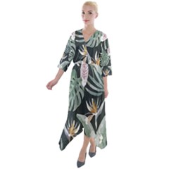 Tropical T- Shirt Tropical Garden Floricorous T- Shirt Quarter Sleeve Wrap Front Maxi Dress by maxcute