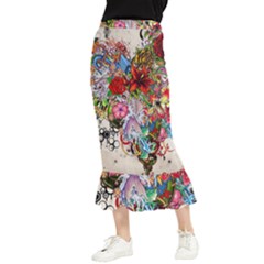 Romantic Cotton Pattern Wallpaper Texture Design Art Maxi Fishtail Chiffon Skirt