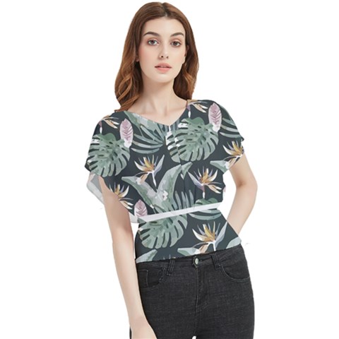 Tropical T- Shirt Tropical Garden Floricorous T- Shirt Butterfly Chiffon Blouse by maxcute