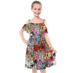 Romantic Cotton Pattern Wallpaper Texture Design Art Kids  Cut Out Shoulders Chiffon Dress