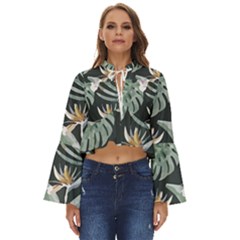 Tropical T- Shirt Tropical Garden Floricorous T- Shirt Boho Long Bell Sleeve Top by maxcute