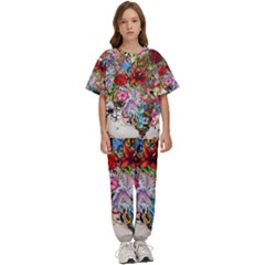 Romantic Cotton Pattern Wallpaper Texture Design Art Kids  Tee And Pants Sports Set