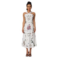 Tropical T- Shirt Tropical Garden Garden T- Shirt Sleeveless Cross Front Cocktail Midi Chiffon Dress