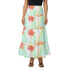 Tropical T- Shirt Tropical Garden Pluriflor T- Shirt Tiered Ruffle Maxi Skirt by maxcute