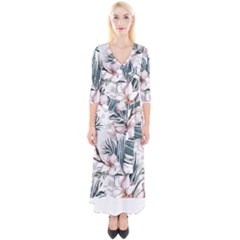 Tropical T- Shirt Tropical Garden Sheet T- Shirt Quarter Sleeve Wrap Maxi Dress by maxcute