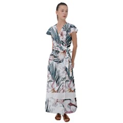 Tropical T- Shirt Tropical Garden Sheet T- Shirt Flutter Sleeve Maxi Dress by maxcute