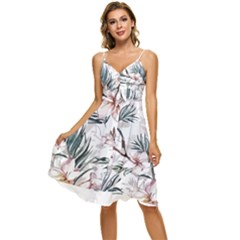 Tropical T- Shirt Tropical Garden Sheet T- Shirt Sleeveless Tie Front Chiffon Dress