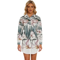 Tropical T- Shirt Tropical Garden Sheet T- Shirt Womens Long Sleeve Shirt Dress