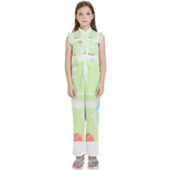 Tropical T- Shirt Tropical Gorgeous Deforest T- Shirt Kids  Sleeveless Ruffle Edge Band Collar Chiffon One Piece