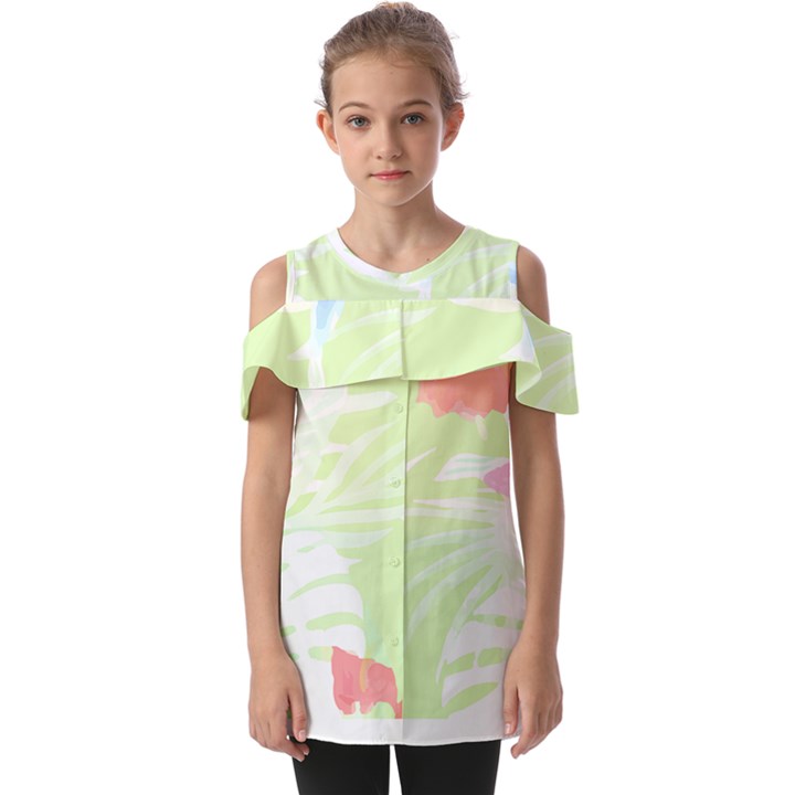 Tropical T- Shirt Tropical Gorgeous Deforest T- Shirt Fold Over Open Sleeve Top