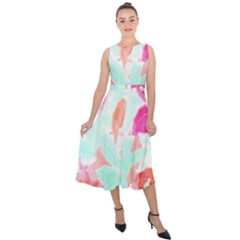 Tropical T- Shirt Tropical Gorgeous Floristic T- Shirt Midi Tie-back Chiffon Dress by maxcute