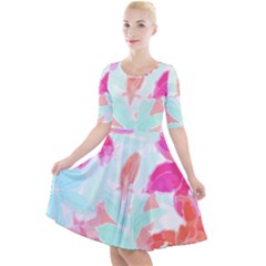 Tropical T- Shirt Tropical Gorgeous Floristic T- Shirt Quarter Sleeve A-line Dress by maxcute