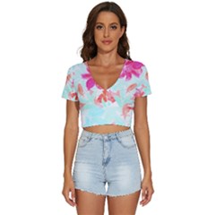 Tropical T- Shirt Tropical Gorgeous Floristic T- Shirt V-neck Crop Top