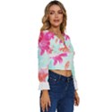 Tropical T- Shirt Tropical Gorgeous Floristic T- Shirt Long Sleeve V-Neck Top View3