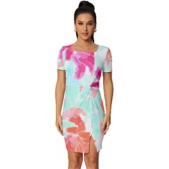 Tropical T- Shirt Tropical Gorgeous Floristic T- Shirt Fitted Knot Split End Bodycon Dress by maxcute