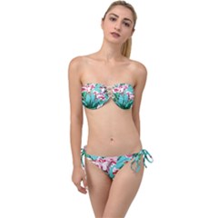 Tropical T- Shirt Tropical Gorgeous Oppositiflor T- Shirt Twist Bandeau Bikini Set by maxcute