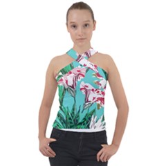 Tropical T- Shirt Tropical Gorgeous Oppositiflor T- Shirt Cross Neck Velour Top by maxcute