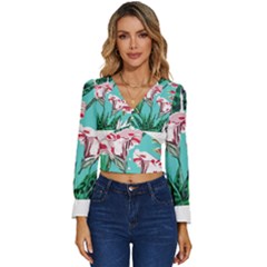 Tropical T- Shirt Tropical Gorgeous Oppositiflor T- Shirt Long Sleeve V-neck Top by maxcute