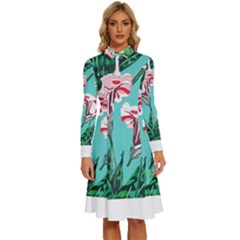 Tropical T- Shirt Tropical Gorgeous Oppositiflor T- Shirt Long Sleeve Shirt Collar A-line Dress by maxcute