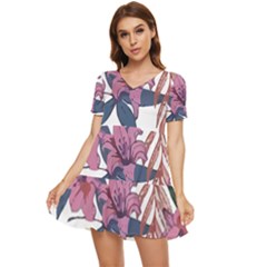 Tropical T- Shirt Tropical Gorgeous Palmatifloro T- Shirt Tiered Short Sleeve Babydoll Dress