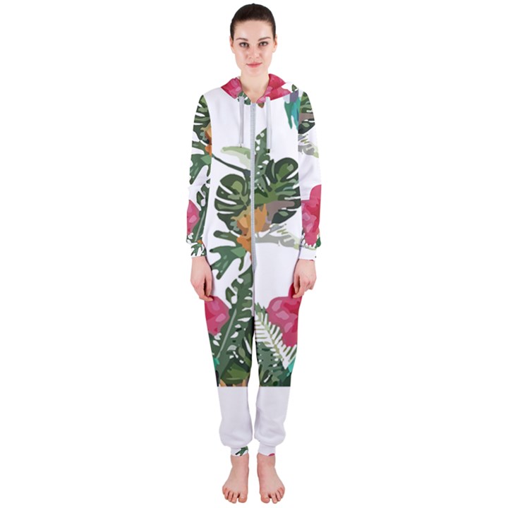 Tropical T- Shirt Tropical Graceful Anomaliflor T- Shirt Hooded Jumpsuit (Ladies)