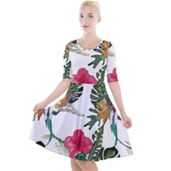 Tropical T- Shirt Tropical Graceful Anomaliflor T- Shirt Quarter Sleeve A-line Dress by maxcute