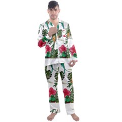 Tropical T- Shirt Tropical Graceful Anomaliflor T- Shirt Men s Long Sleeve Satin Pajamas Set by maxcute