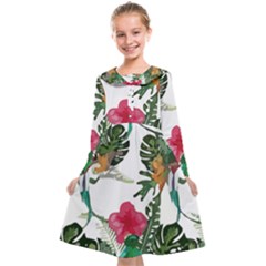 Tropical T- Shirt Tropical Graceful Anomaliflor T- Shirt Kids  Midi Sailor Dress by maxcute