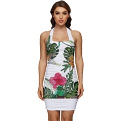 Tropical T- Shirt Tropical Graceful Anomaliflor T- Shirt Sleeveless Wide Square Neckline Ruched Bodycon Dress