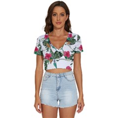 Tropical T- Shirt Tropical Graceful Anomaliflor T- Shirt V-neck Crop Top by maxcute